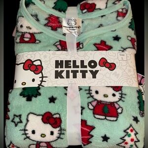 New! Hello kitty Christmas soft plush pajama set sz L rare! Htf!